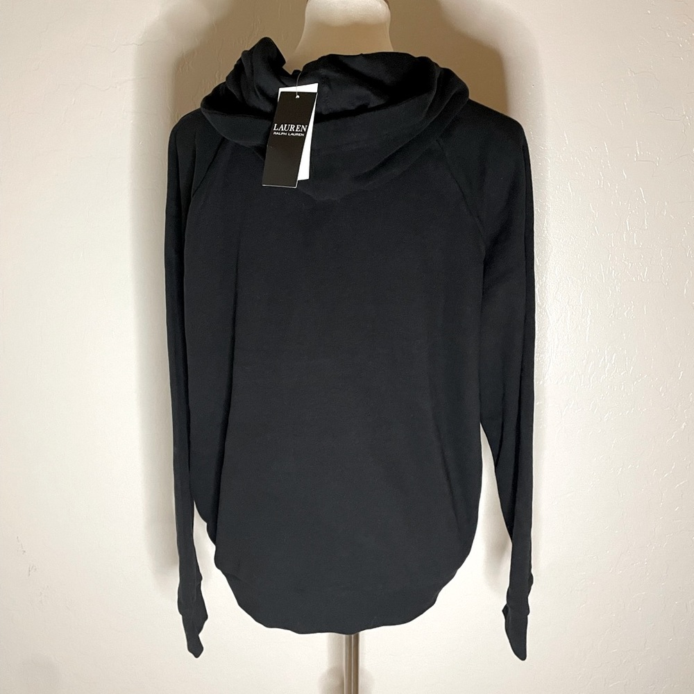 New! Lauren Ralph Lauren Embossed Logo Hooded Sweatshirt Black Sizes L & XL🖤 - Picture 13 of 16